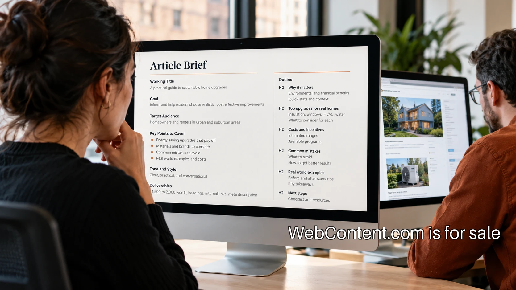 Editors checking the sources and structure of a content brief